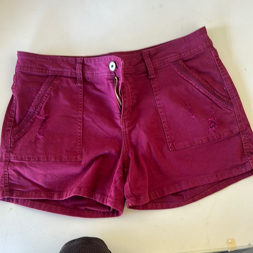 Arizona Jean Company Burgandy Jean Shorts Vibrant Cotton Twill